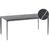 Beliani Gartentisch Schwarz u. Dunkelgrau HPL-Platte Marmor Optik Rechteckig 180x90 cm mit Metallgestell Alu Modern Outdoor Esstisch für 6 Personen