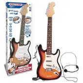 Bontempi | Rock On – Elektronische Rockgitarre Wireless mit Mikrofon, Schultergurt und vorinstallierten Songs, 67 cm, Orange