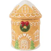 Clayre & Eef Vorratsglasdeckel Lebkuchenhaus Ø 13x17 cm Braun Keramik
