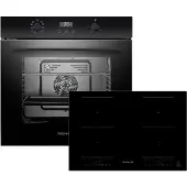 Respekta Backofen Herd Kochfeld Schwarz Induktion 77cm Timer 2 Flexzonen Slider