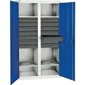 Stumpf & Kossendey Stumpf Werkzeugschrank 14 Schubladen 4 Fachböden 1800x1000x500mm grau enzianblau