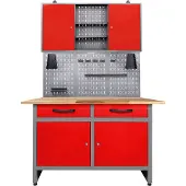 Ondis24 Werkstatt-Set "Werner" 120 cm, mit Lochwandsystem inkl. Haken, mit LED