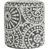 FineBuy Sitzhocker Aufbewahrungshocker Wolle rund 40 cm Stauraum Boho Design