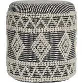 FineBuy Sitzhocker Polsterhocker Wolle Rund Grau 40 cm Boho Hocker mit Stauraum