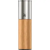 WMF Gewürzmühle "Nature Pro Edelstahl", braun (edelstahl, hellbraun), B:6,3cm H:21,5cm T:6,3cm Ø:6,3cm, Küchenmühlen, Gewürzmühle, Keramikmahlwerk, einstellbarer Mahlgrad, Aromaschutzdeckel, Holz