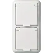 ELSO Steckdose 2-fach komplett 16A FASHION IP44 Schraubklemme reinweiß 235414