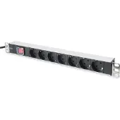 Digitus Steckdosenleiste mit Aluminiumprofil und Schalter, 7-fach Schutzkontaktsteckdose, 2 m Zuleitung Schutzkontaktstecker, 2 m, Typ F, Aluminium, Schwarz, China, 7 AC-Ausgänge