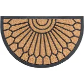 Hanse Home Fußmatte "Mix Mats Gummi-Kokos Halbrund Geometric Ornament, Türmatte", halbrund, 15 mm Höhe, Kokos, Gummi, Schmutzfangmatte, Outdoor, Rutschfest, Innen, Kokosmatte