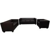 Mendler 3-2-1 Sofagarnitur Couchgarnitur Loungesofa Lille Kunstleder, schwarz