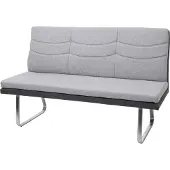 Mendler Sitzbank HWC-G54, Esszimmerbank Bank, Stoff/Kunstleder Edelstahl gebürstet ~ grau Bank 160cm