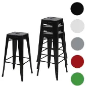 Mendler 4er-Set Barhocker HWC-A73, Barstuhl Tresenhocker, Metall Industriedesign stapelbar schwarz