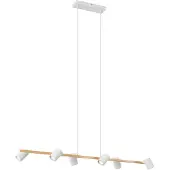 QAZQA Moderne Hängelampe Holzprint mit Weiß 6-Licht - Jeana Straight