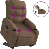vidaXL Elektrischer Massagesessel mit Aufstehhilfe Braun Stoff