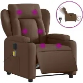 vidaXL Massagesessel Elektrisch Braun Stoff