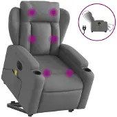 vidaXL Elektrischer Massagesessel mit Aufstehhilfe Dunkelgrau Stoff