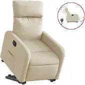 vidaXL Relaxsessel mit Aufstehhilfe Elektrisch Creme Stoff