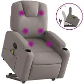vidaXL Massagesessel mit Aufstehhilfe Taupe Stoff
