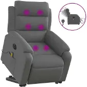 vidaXL Elektrischer Massagesessel mit Aufstehhilfe Dunkelgrau Stoff