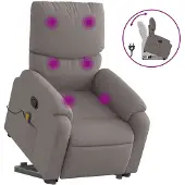 vidaXL Massagesessel mit Aufstehhilfe Taupe Stoff