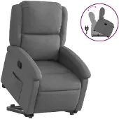 vidaXL Relaxsessel mit Aufstehhilfe Dunkelgrau Stoff
