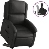 vidaXL Relaxsessel mit Aufstehhilfe Schwarz Echtleder