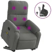 vidaXL Massagesessel mit Aufstehhilfe Dunkelgrau Mikrofasergewebe