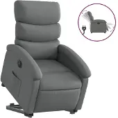 vidaXL Relaxsessel mit Aufstehhilfe Elektrisch Dunkelgrau Stoff