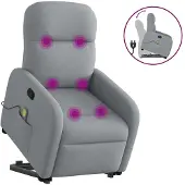 vidaXL Massagesessel mit Aufstehhilfe Hellgrau Stoff