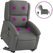 vidaXL Elektrischer Massagesessel mit Aufstehhilfe Dunkelgrau Stoff