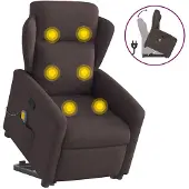 vidaXL Massagesessel mit Aufstehhilfe Dunkelbraun Stoff