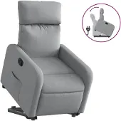 vidaXL Relaxsessel mit Aufstehhilfe Hellgrau Stoff