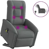 vidaXL Elektrischer Massagesessel mit Aufstehhilfe Dunkelgrau Stoff