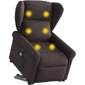 vidaXL Massagesessel mit Aufstehhilfe Dunkelbraun Stoff