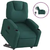 vidaXL Relaxsessel mit Aufstehhilfe Elektrisch Dunkelgrün Stoff