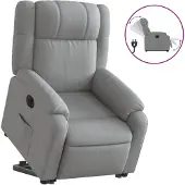 vidaXL Relaxsessel mit Aufstehhilfe Elektrisch Hellgrau Stoff