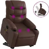 vidaXL Massagesessel mit Aufstehhilfe Braun Kunstleder