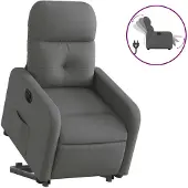 vidaXL Relaxsessel mit Aufstehhilfe Elektrisch Dunkelgrau Stoff