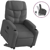vidaXL Relaxsessel mit Aufstehhilfe Dunkelgrau Stoff