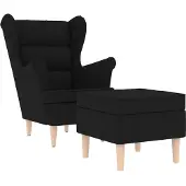 vidaXL Sessel mit Fußhocker Schwarz Stoff
