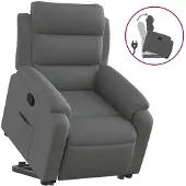 vidaXL Relaxsessel mit Aufstehhilfe Dunkelgrau Stoff