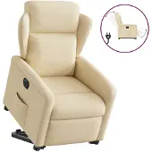 vidaXL Relaxsessel mit Aufstehhilfe Elektrisch Creme Stoff