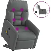 vidaXL Elektrischer Massagesessel mit Aufstehhilfe Dunkelgrau Stoff