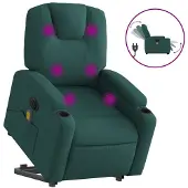 vidaXL Elektrischer Massagesessel mit Aufstehhilfe Dunkelgrün Stoff