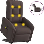 vidaXL Elektrischer Massagesessel mit Aufstehhilfe Dunkelbraun Stoff