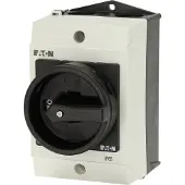 Eaton 207148 Hauptschalter, T0, 20 A, Aufbau, 2 Baueinheit(en), 3-polig, HALT-Funktion, mit schwarzem Drehgriff und Sperrkranz, abschließbar in