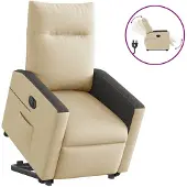 vidaXL Relaxsessel mit Aufstehhilfe Elektrisch Creme Stoff