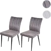 Mendler 2er-Set Esszimmerstuhl HWC-K16, Stuhl Küchenstuhl, Samt Metall dunkelgrau