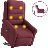 vidaXL Elektrischer Massagesessel mit Aufstehhilfe Weinrot Stoff