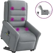 vidaXL Elektrischer Massagesessel mit Aufstehhilfe Hellgrau Stoff