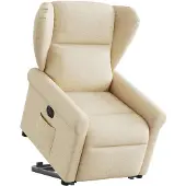 vidaXL Relaxsessel mit Aufstehhilfe Elektrisch Creme Stoff